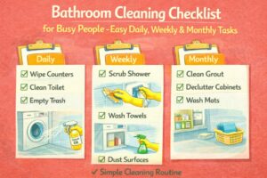 Bathroom Cleaning Checklist for Busy People – Easy Daily, Weekly & Monthly Tasks