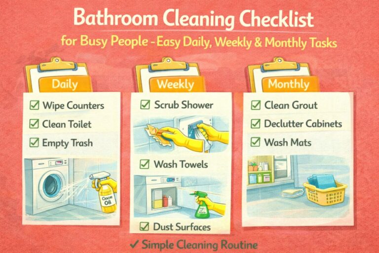 Bathroom Cleaning Checklist for Busy People – Easy Daily, Weekly & Monthly Tasks