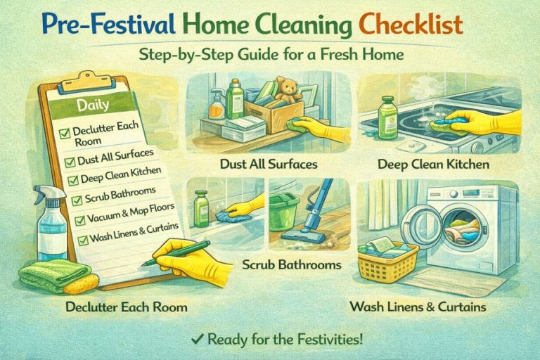 Pre-Festival Home Cleaning Checklist – Step-by-Step Guide for a Fresh Home